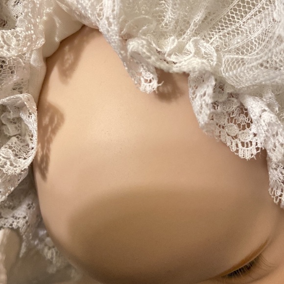 Porcelain Petticoat Realistic Face Hands Blonde & Blue Eyes Fair Skin Baby Doll - Picture 12 of 13